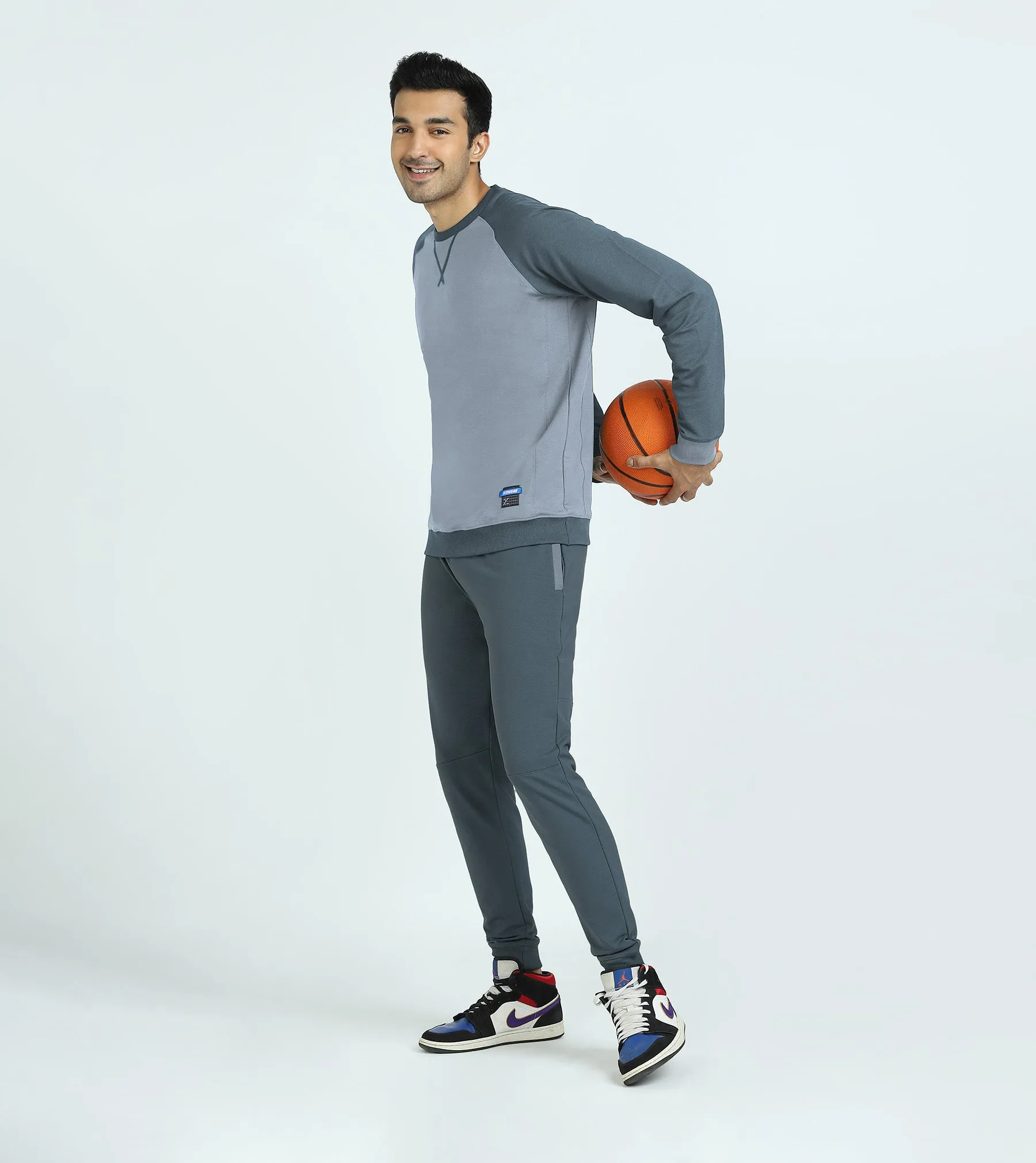 Quest French Terry Cotto-Blend Sweatshirt And Joggers Co-ord Set Slate Grey