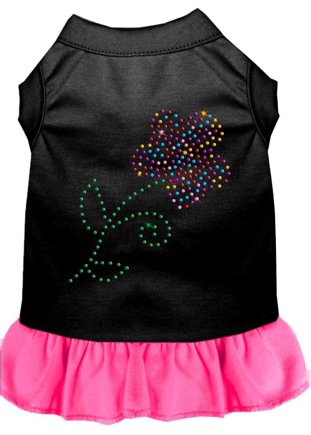 Rhinestone Multi Flower Dress Black With Bright Pink Xxxl