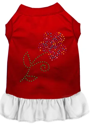 Rhinestone Multi Flower Dress Red With White Xs