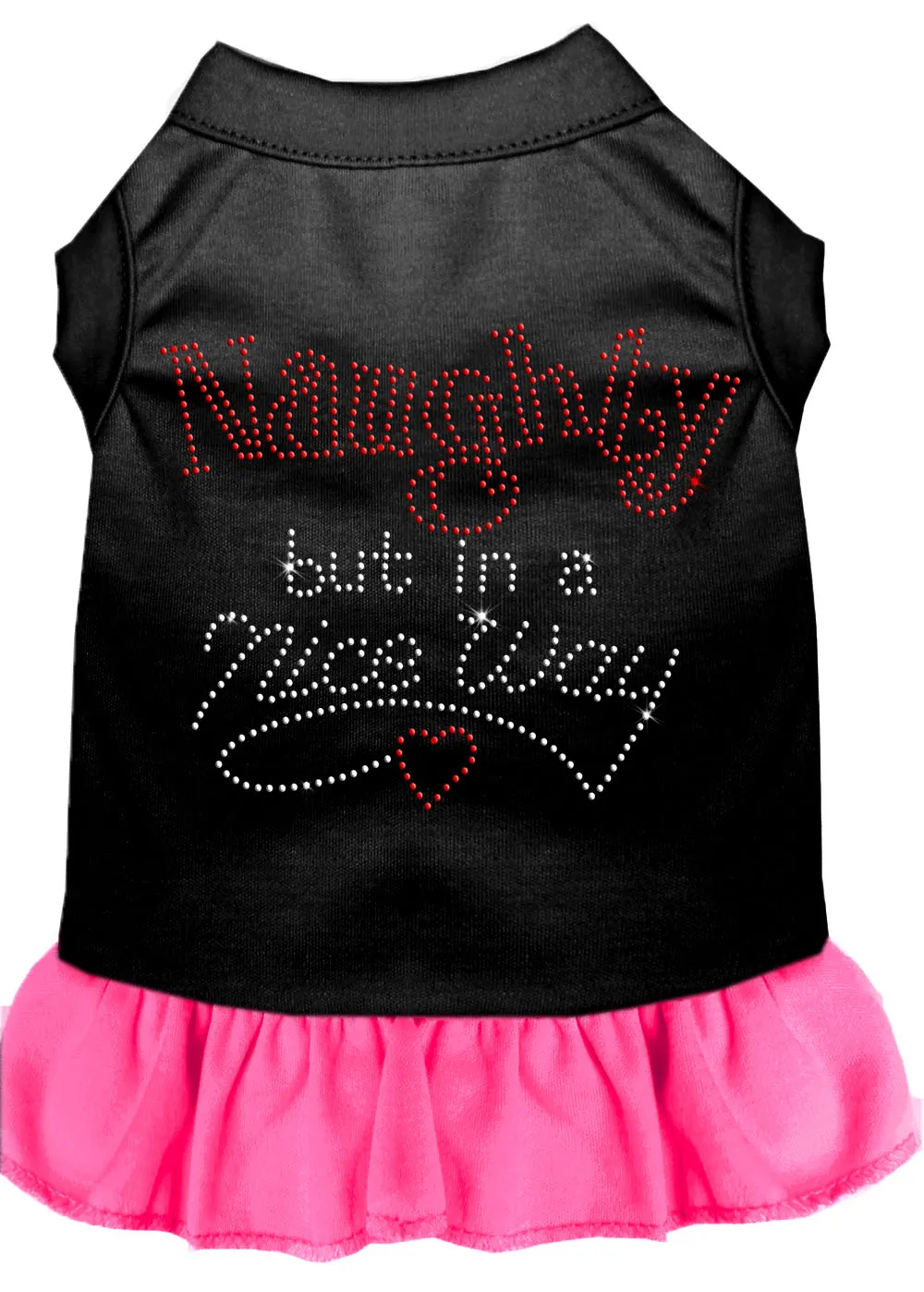 Rhinestone Naughty But In A Nice Way Dress Black With Bright Pink Lg