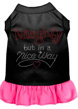 Rhinestone Naughty But In A Nice Way Dress Black With Bright Pink Lg