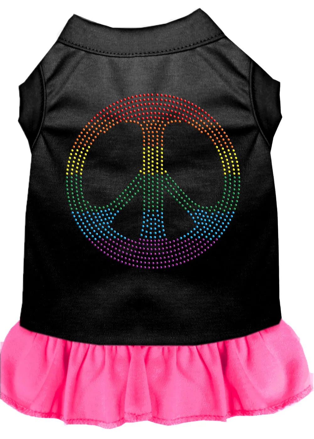 Rhinestone Rainbow Peace Dress Black With Bright Pink Xl