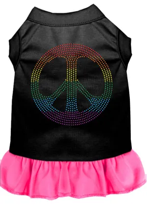 Rhinestone Rainbow Peace Dress Black With Bright Pink Xl
