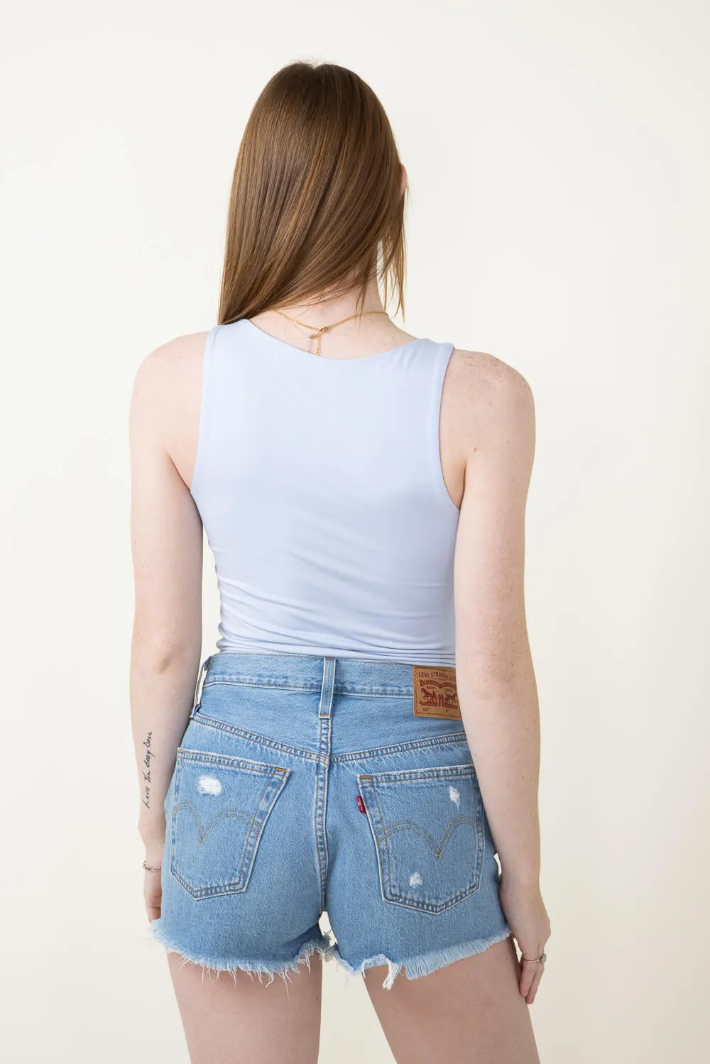 Seamless Double Layer Knit Tank Top for Women in Powder Blue | 18783-POWDERBLUE