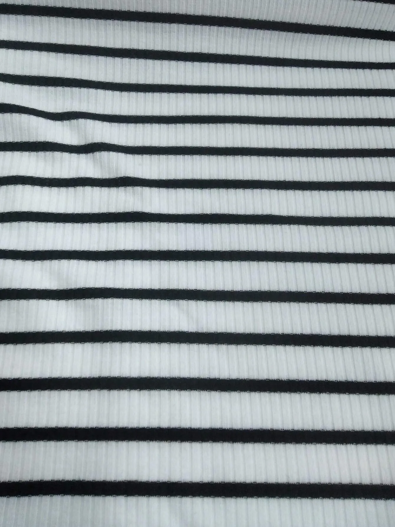 SHEIN Essnce Striped Print Notched Neck Crop Tee & Split Thigh Skirt