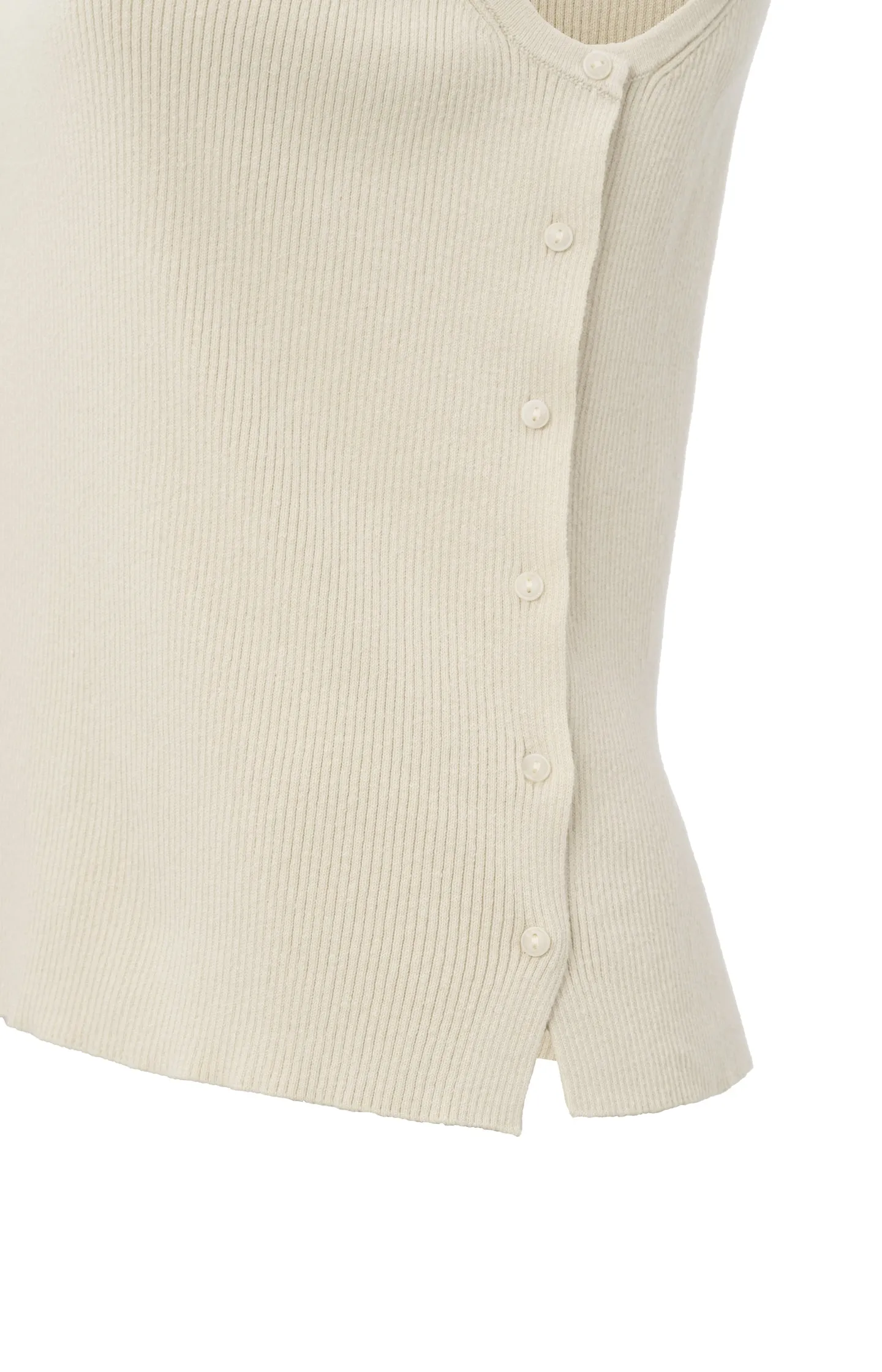 Sleeveless top with side button details and fitted fit