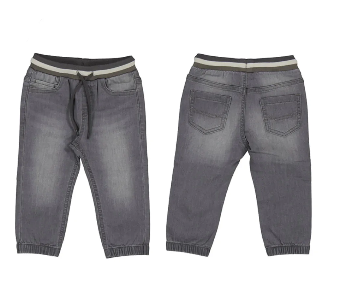 Soft Denim Joggers- Light Grey