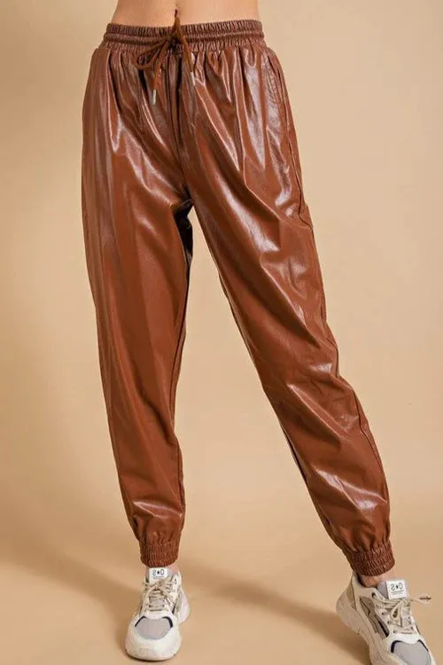 Soft Faux Leather Jogger