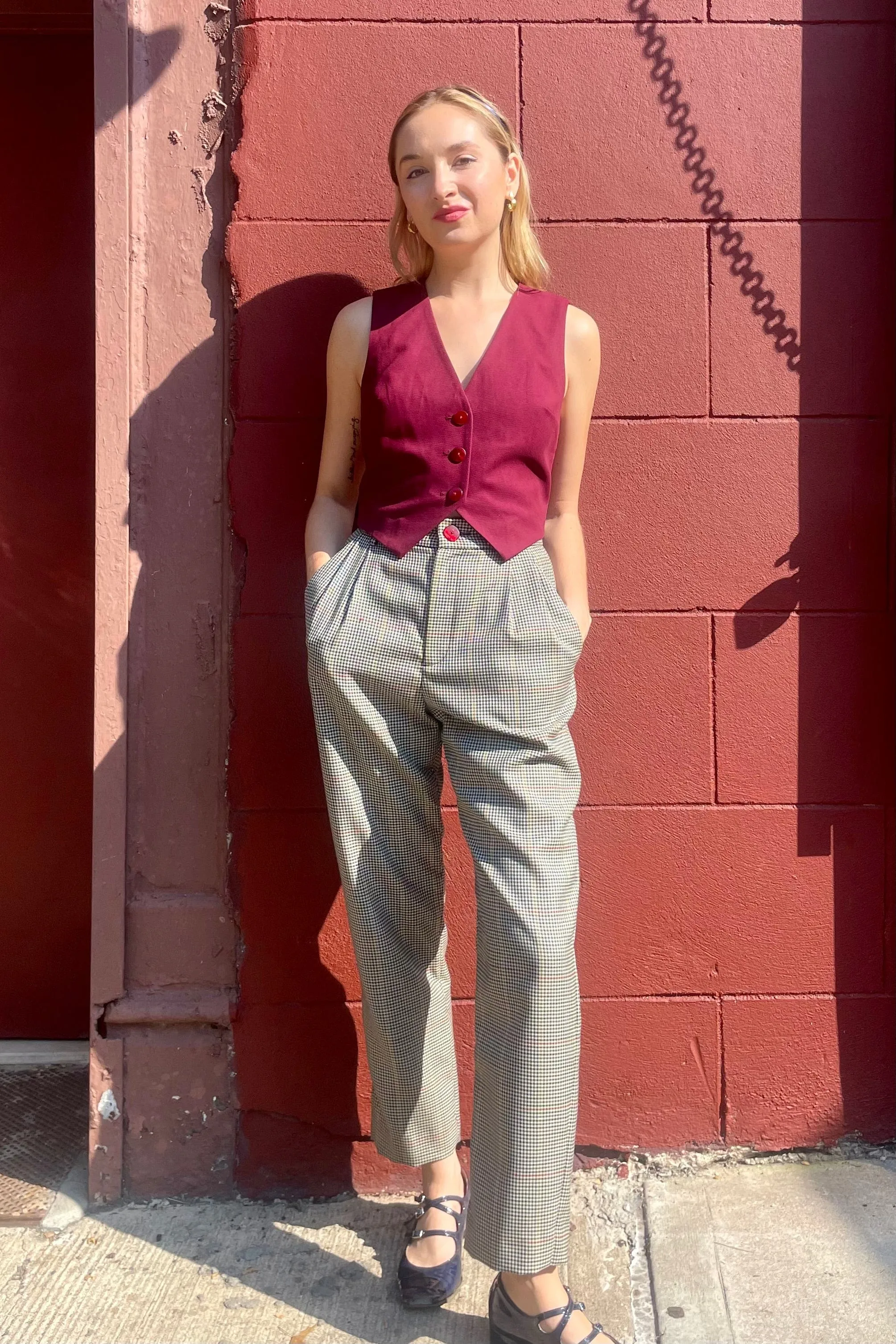 Sophia Trouser in Tropical Wool Plaid