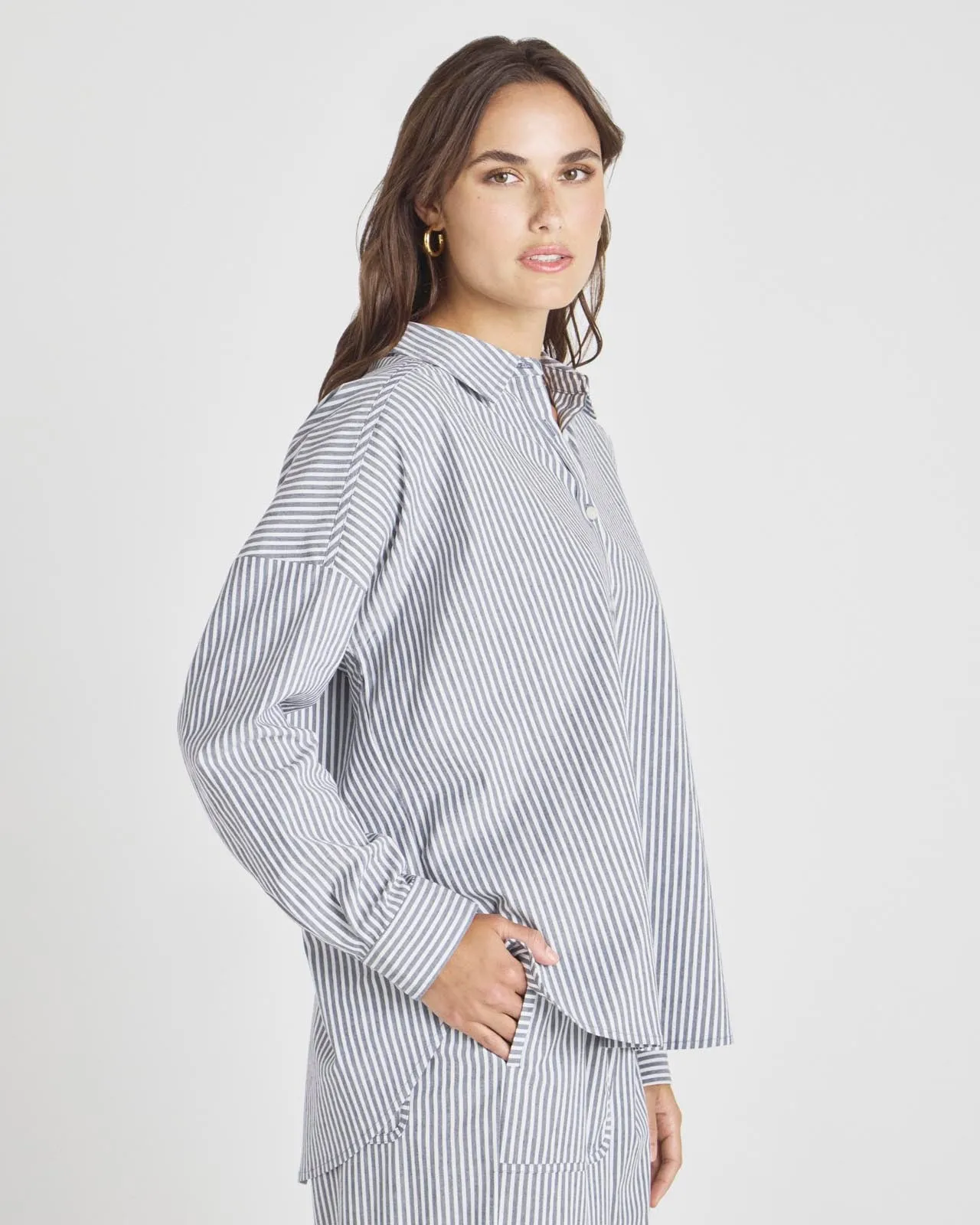 Splendid x @Cellajaneblog Striped Poplin Button Down