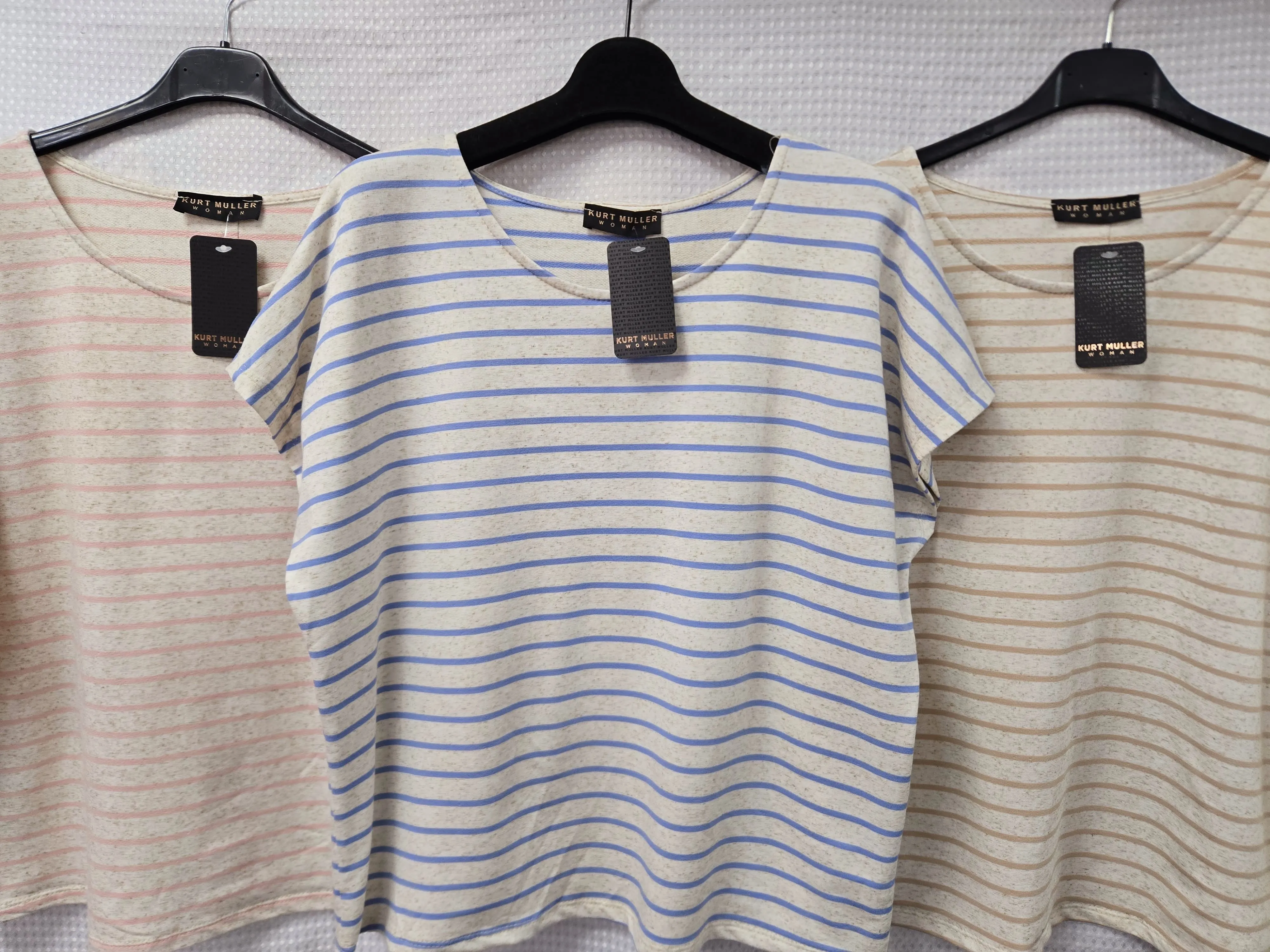 Stripe Button Back Pure Cotton T-shirt Top (2P.PACK)