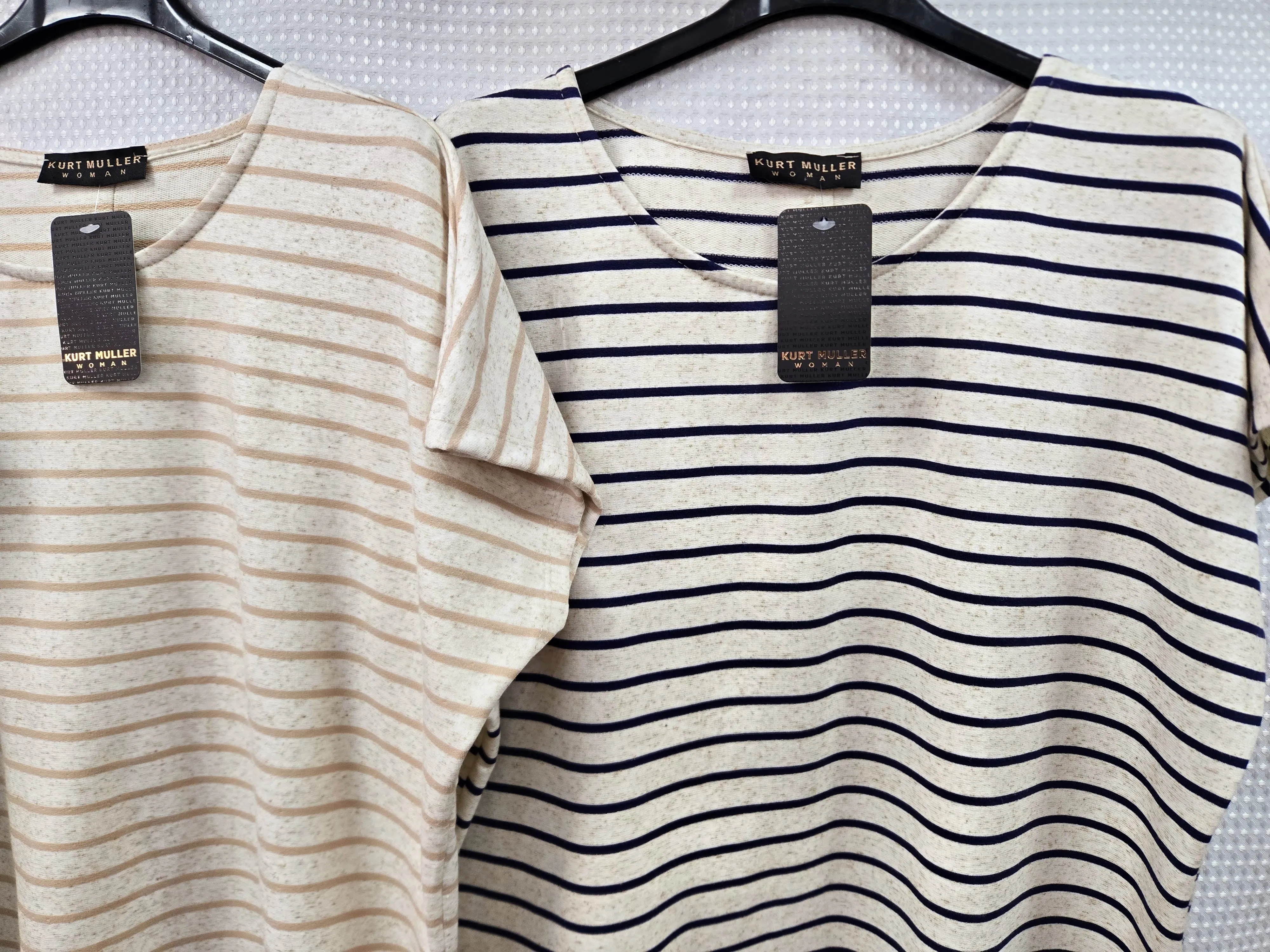Stripe Button Back Pure Cotton T-shirt Top (2P.PACK)
