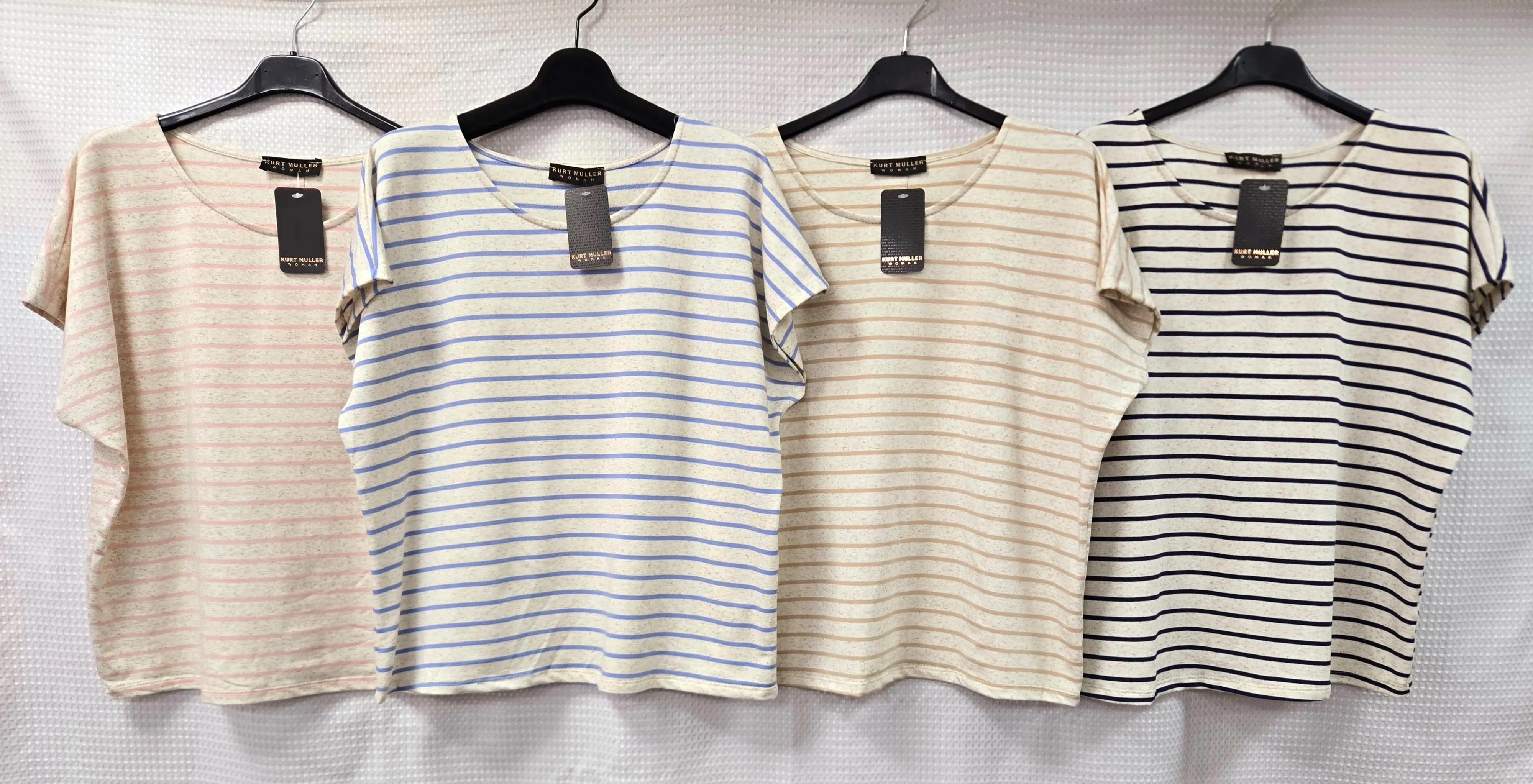 Stripe Button Back Pure Cotton T-shirt Top (2P.PACK)