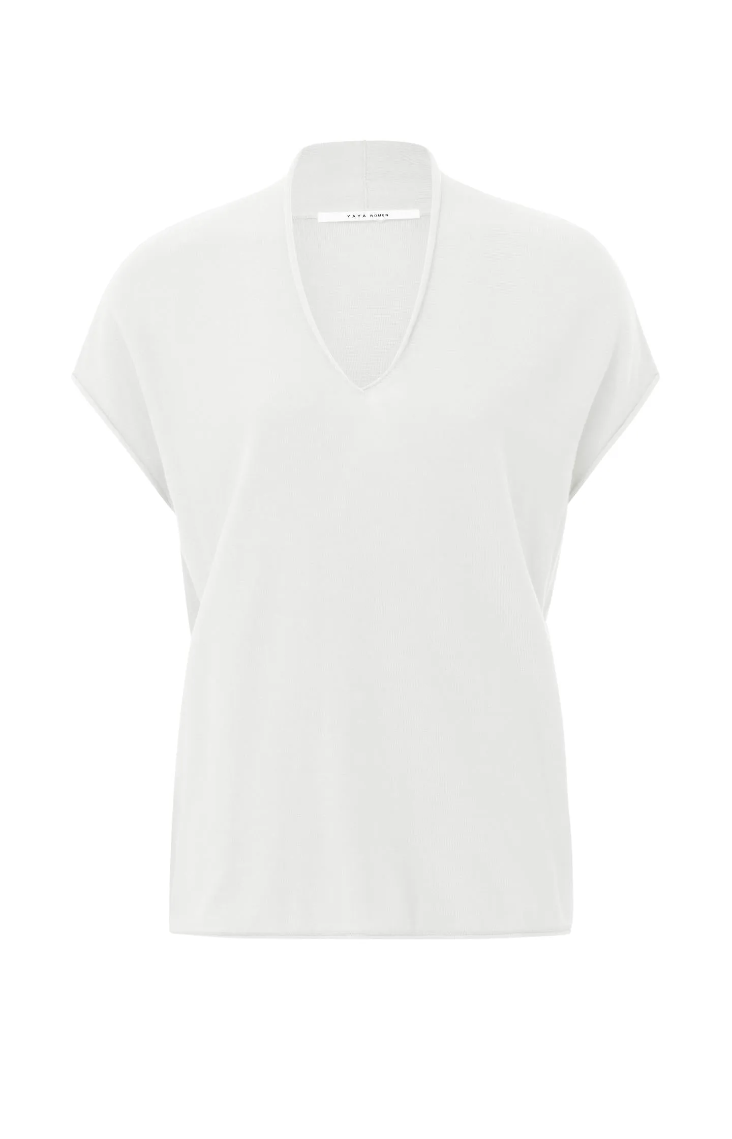 Sweater with V-neck and rolled accents in regular fit
