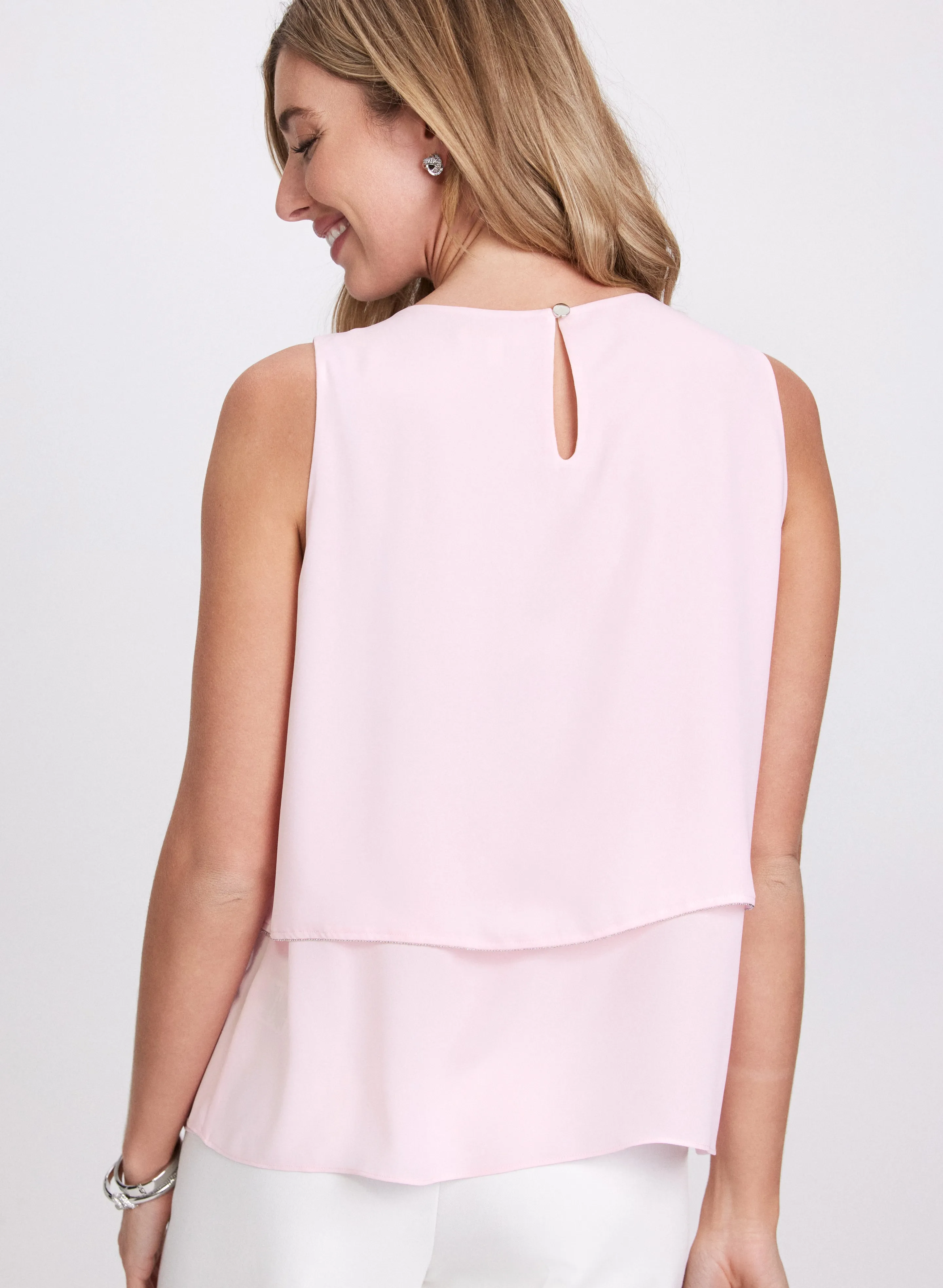 Tiered Rhinestone Trim Blouse