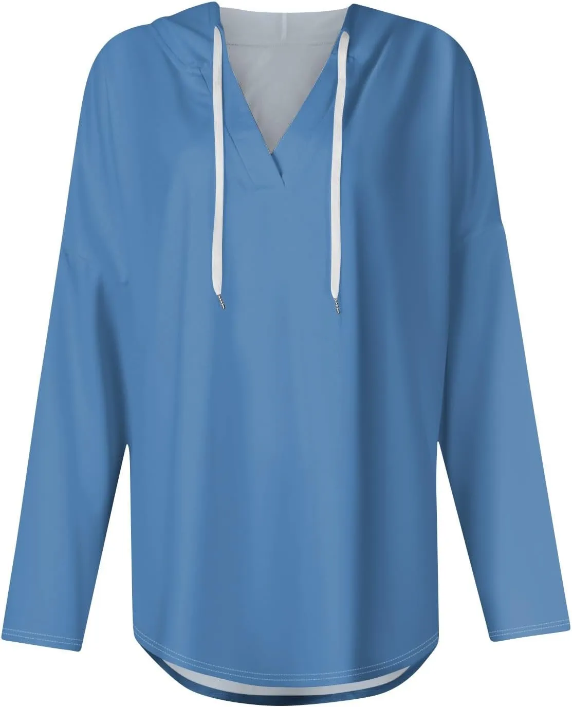 Trendy Hoodie for Women 2024 V Neck Sweatshirt Oversized Long Sleeve Pullover Outfit Drawstring Casual Outwear