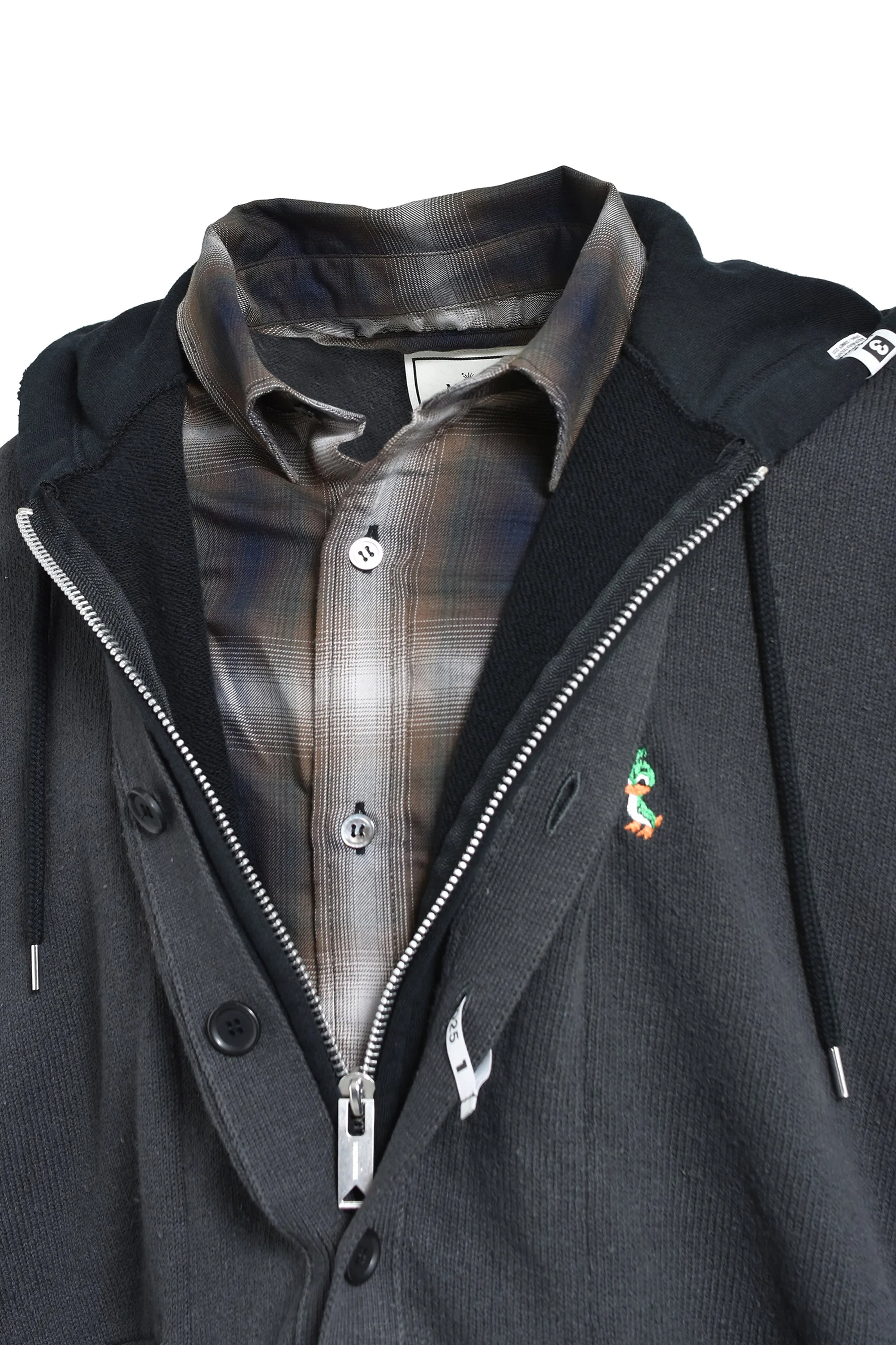 TRIPLE LAYERED KNIT CARDIGAN / BLK