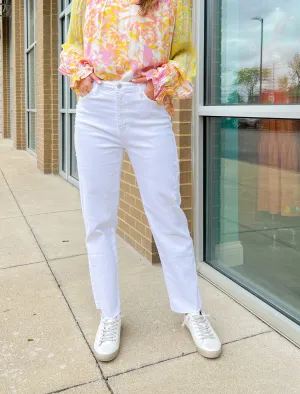 White High Rise Classic Straight Jeans