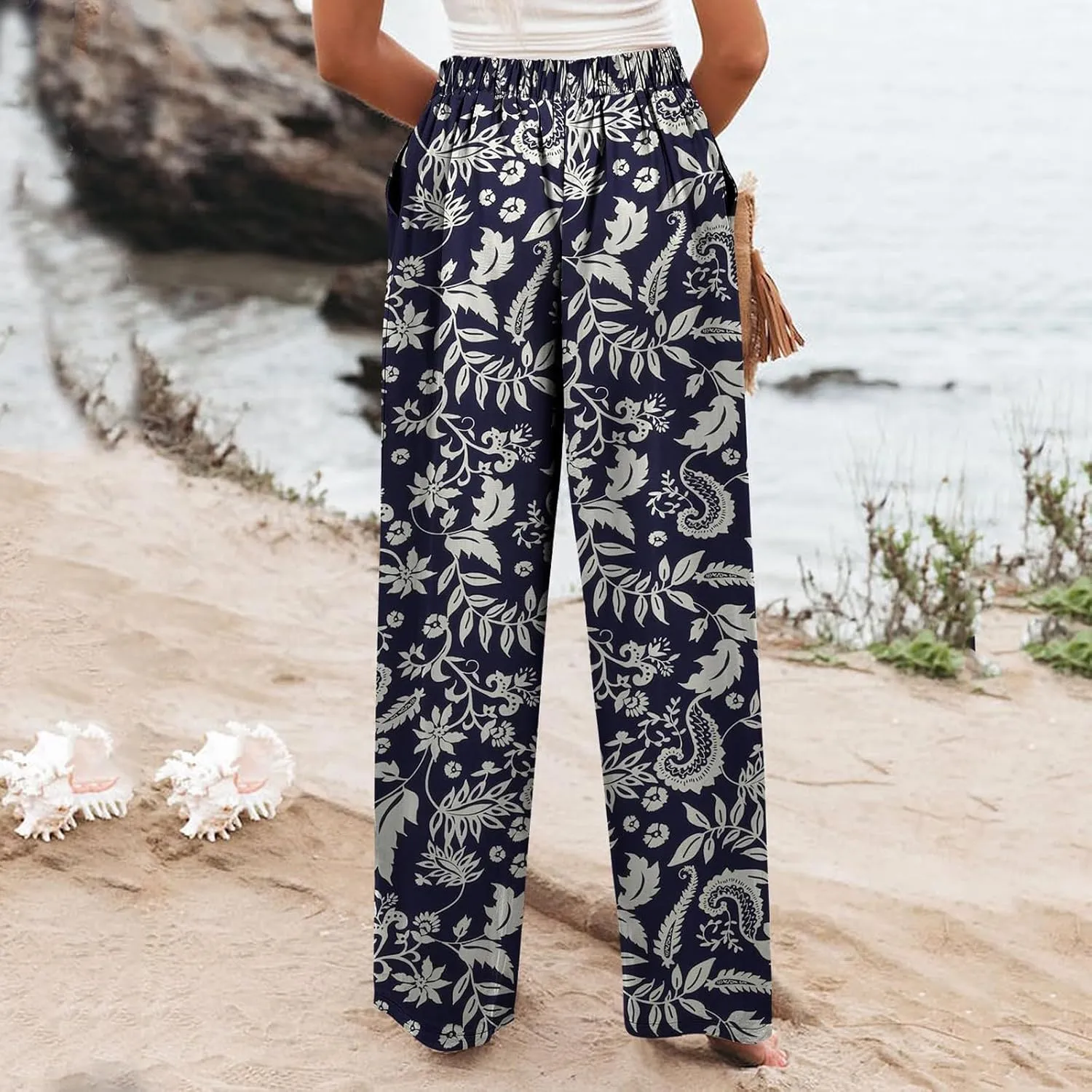 Wide Leg Dress Pants Women Business Casual High Waisted Pants Office Button Down Pleated Work Trousers with Pockets