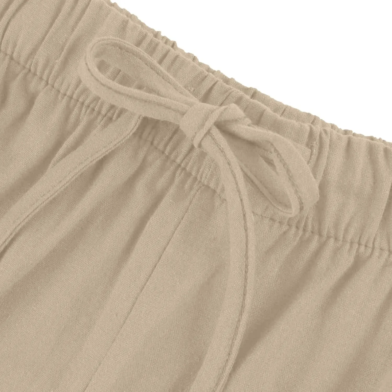 Wide Leg Women Linen Pants Summer Drawstring Elastic High Waisted Palazzo Pants Loose Fit Flowy Beach Trouser w/Pockets
