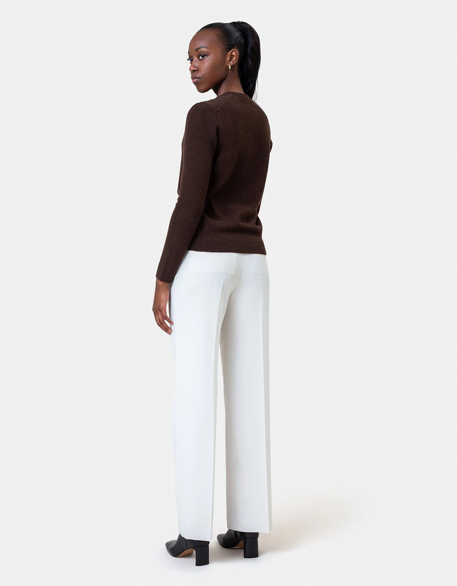 Women Classic Merino Wool Crew - Warm Taupe