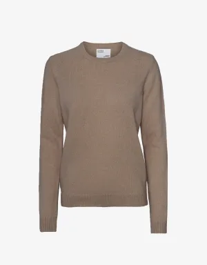 Women Classic Merino Wool Crew - Warm Taupe
