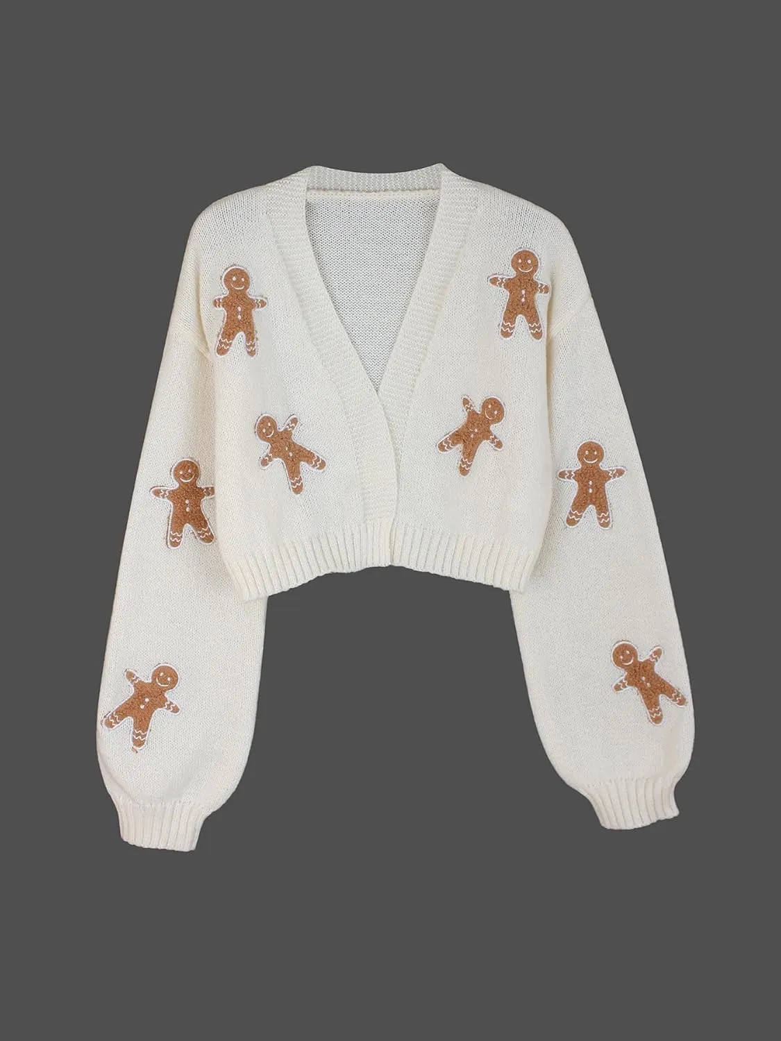 Women's Christmas Gingerbread Man Cardigan Sweater