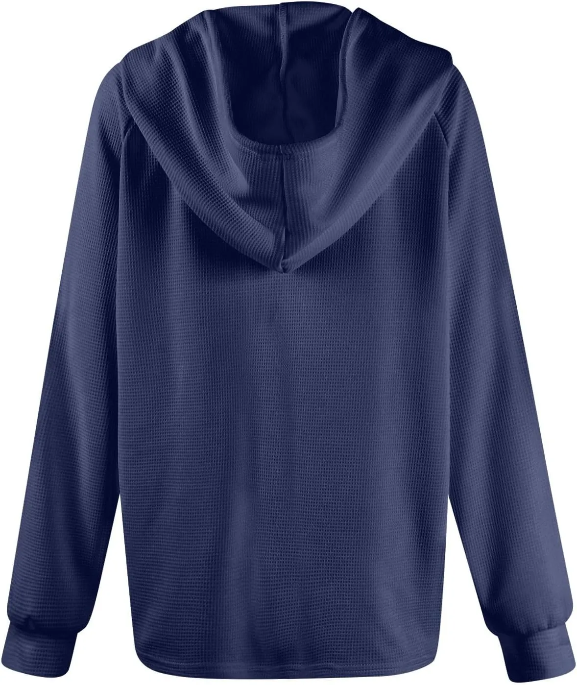 Womens Long Sleeve Hoodies 2024 Drawstring Sweatshirt Loose Button Comfy V-Neck Top Dressy Daily Clothes