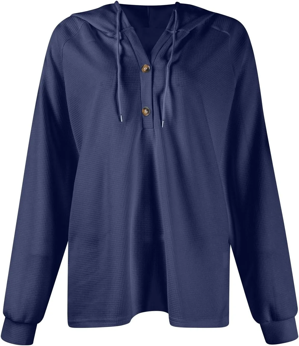 Womens Long Sleeve Hoodies 2024 Drawstring Sweatshirt Loose Button Comfy V-Neck Top Dressy Daily Clothes