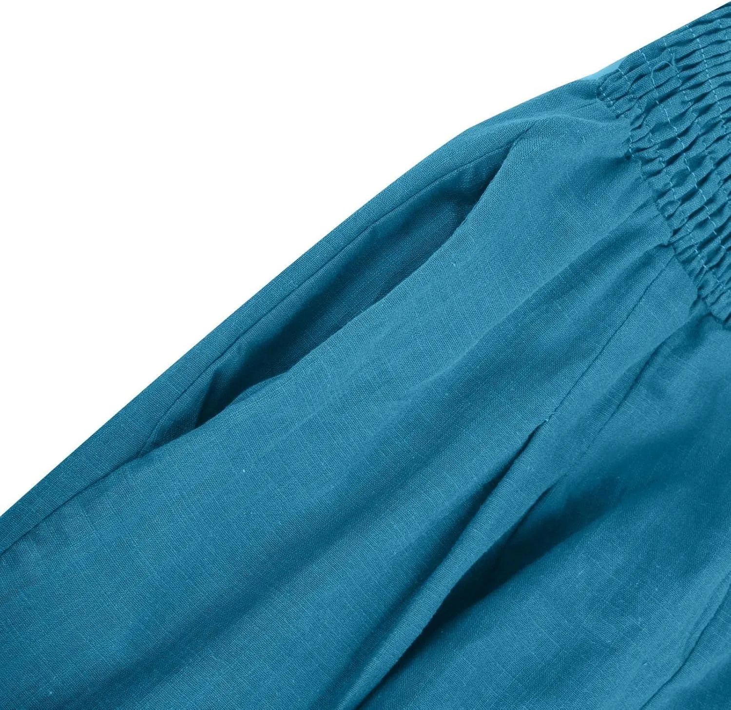 Womens Palazzo Cotton Linen Pants 2025 Trendy High Elastic Waist Wide Leg Trousers Summer Beach Resort Lounge Pant