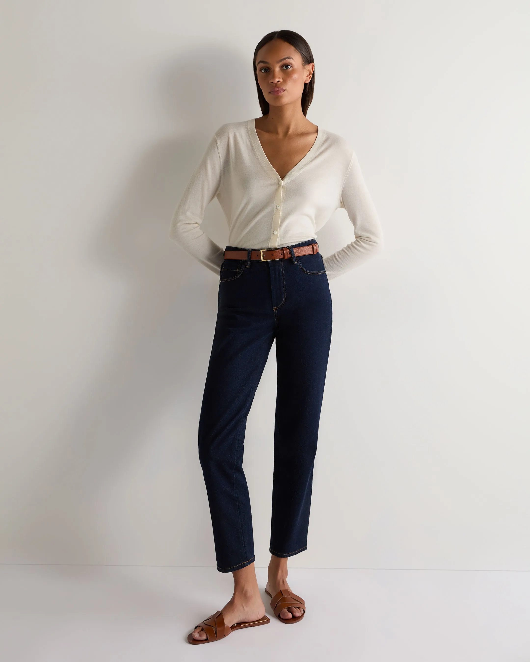 Women's Superfine Cashmere V Neck Cardigan New Ivory White