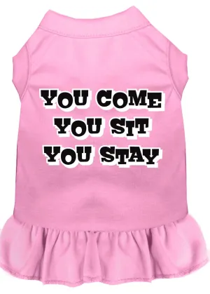 You Come, You Sit, You Stay Screen Print Dress Light Pink Sm (10)